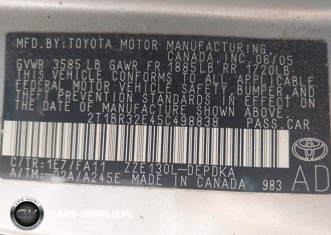 2005 Toyota Corolla Ce VIN:2T1BR32E45C498838 - 9
