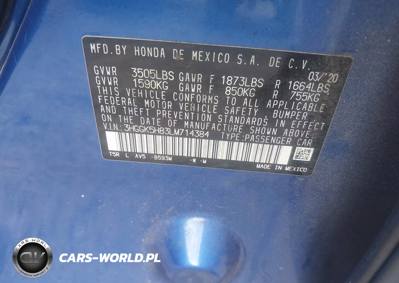 2020 Honda Fit Ex VIN:3HGGK5H83LM714384 - 9