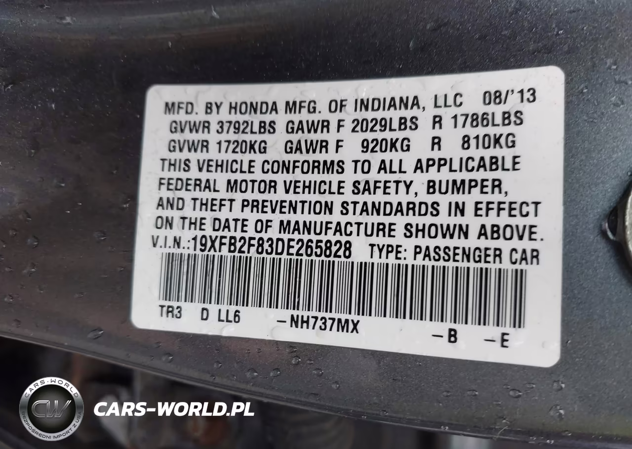 2013 Honda Civic Ex VIN:19XFB2F83DE265828 - 9