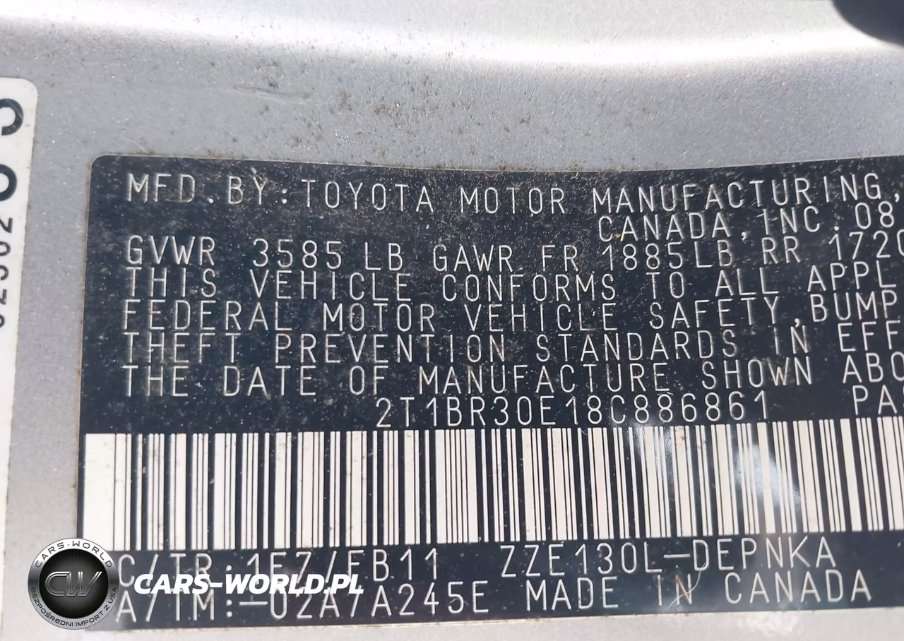 2008 Toyota Corolla Le VIN:2T1BR30E18C886861 - 9