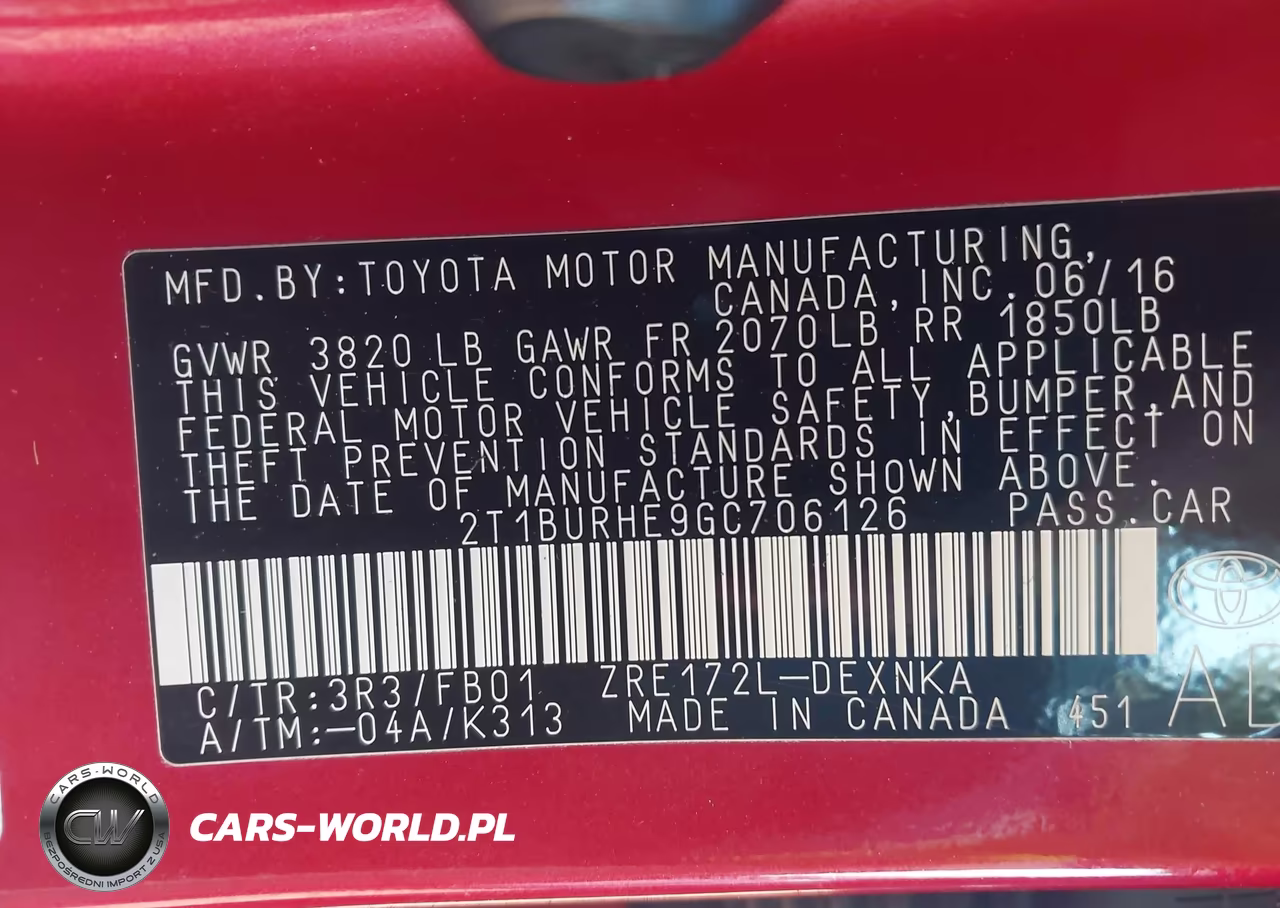 2016 Toyota Corolla Le VIN:2T1BURHE9GC706126 - 9