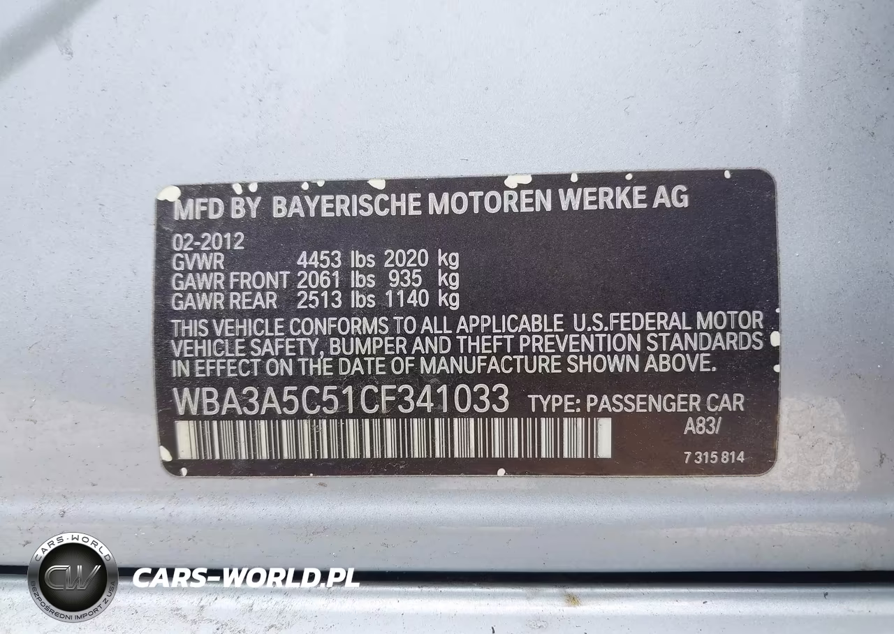 2012 BMW 328I VIN:WBA3A5C51CF341033 - 9