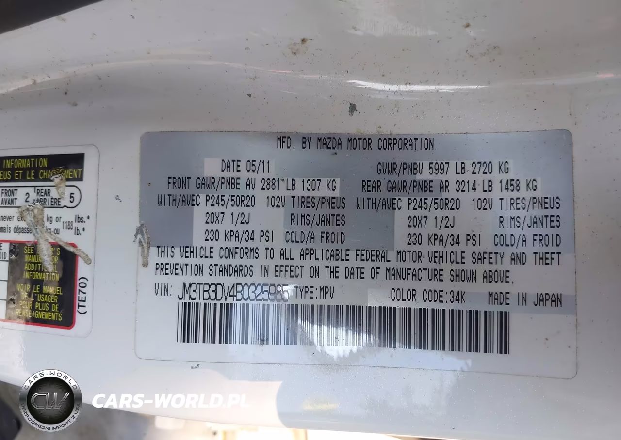 2011 Mazda Cx-9 Grand Touring VIN:JM3TB3DV4B0325985 - 9