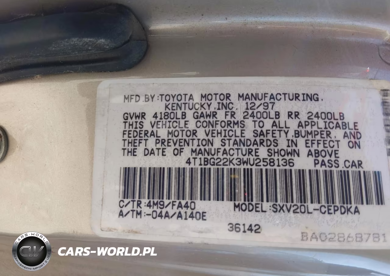1998 Toyota Camry Ce VIN:4T1BG22K3WU258136 - 9