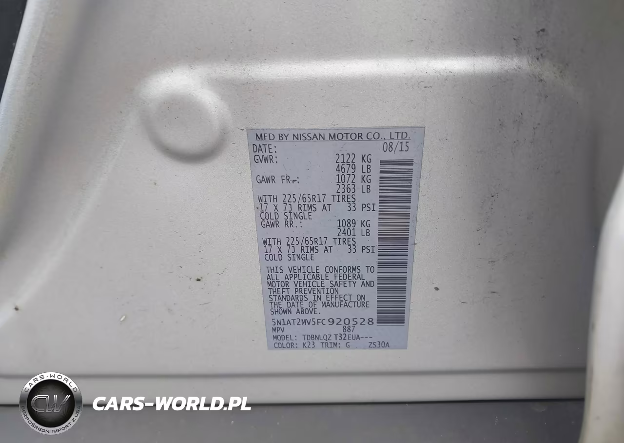 2015 Nissan Rogue Sv VIN:5N1AT2MV5FC920528 - 9