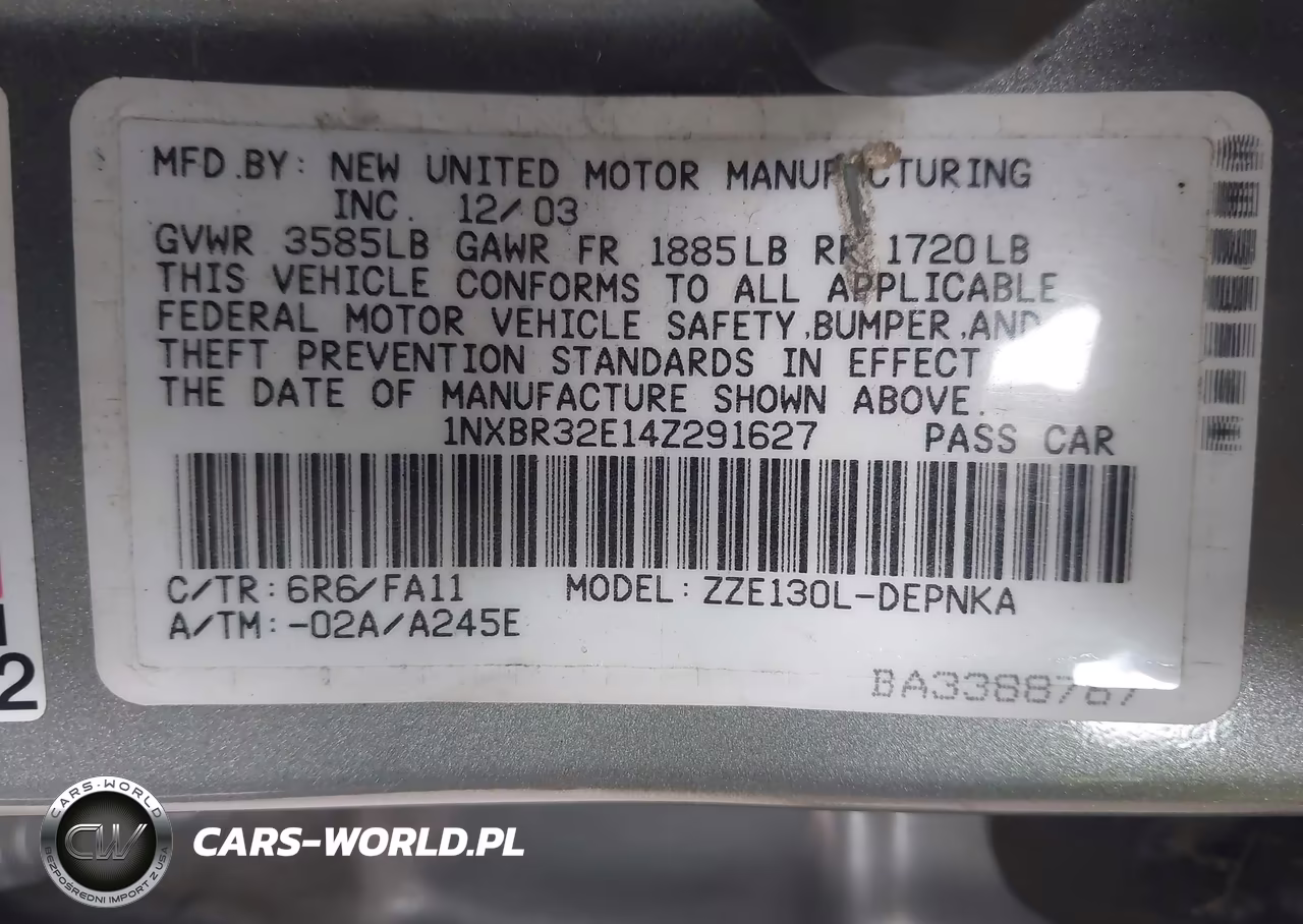2004 Toyota Corolla Le VIN:1NXBR32E14Z291627 - 9