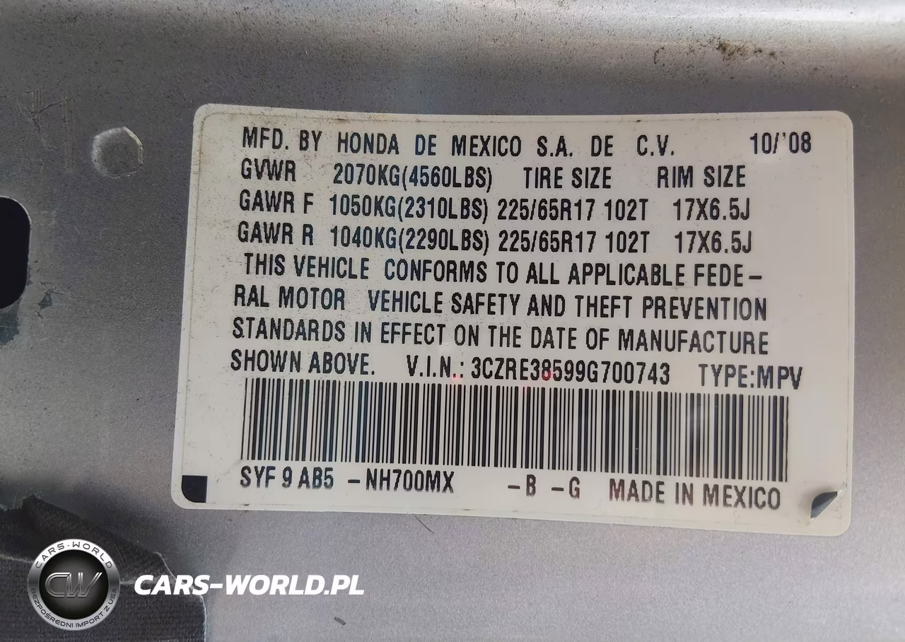 2009 Honda Cr-V Ex VIN:3CZRE38599G700743 - 9