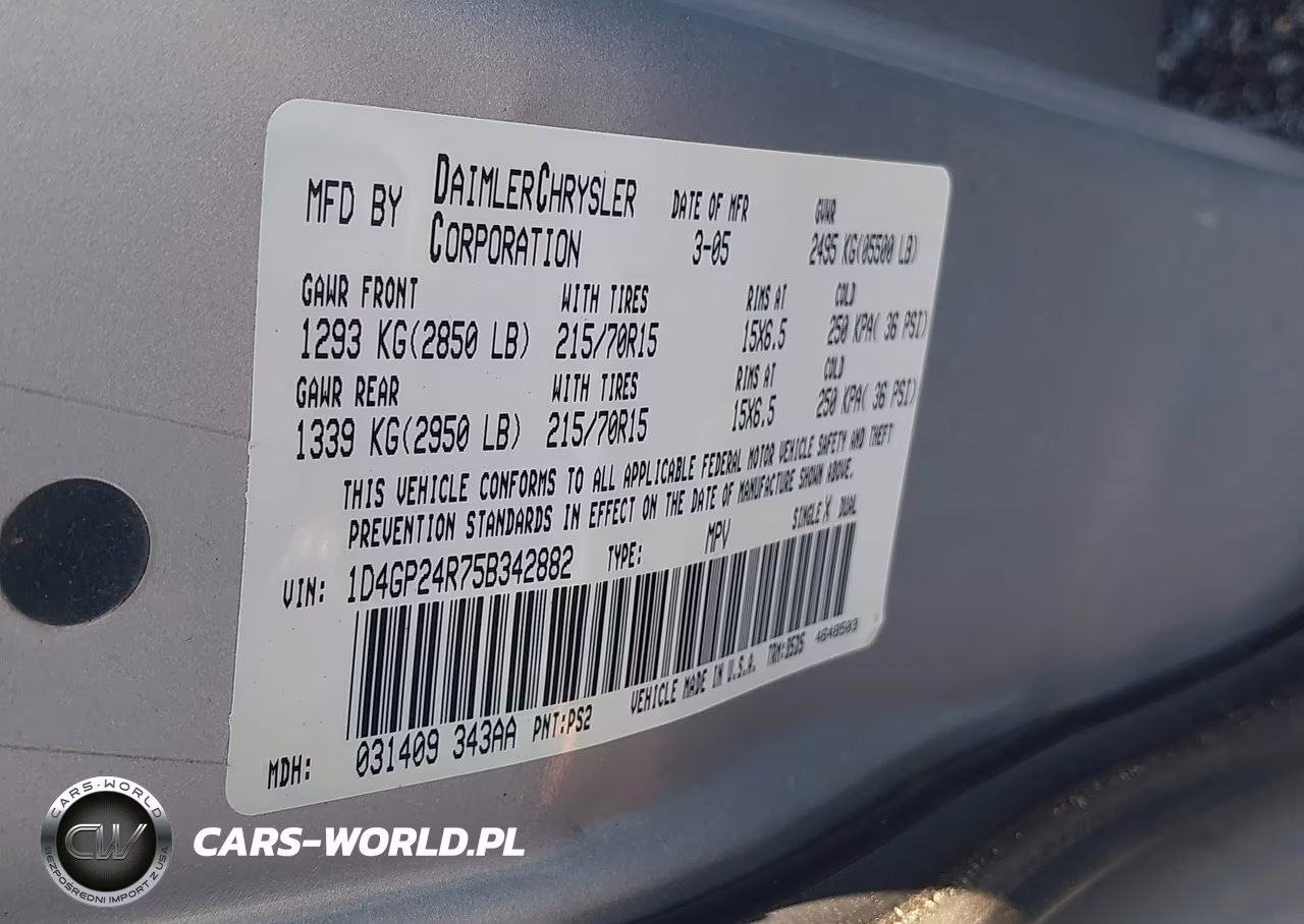 2005 Dodge Grand Caravan Se VIN:1D4GP24R75B342882 - 9