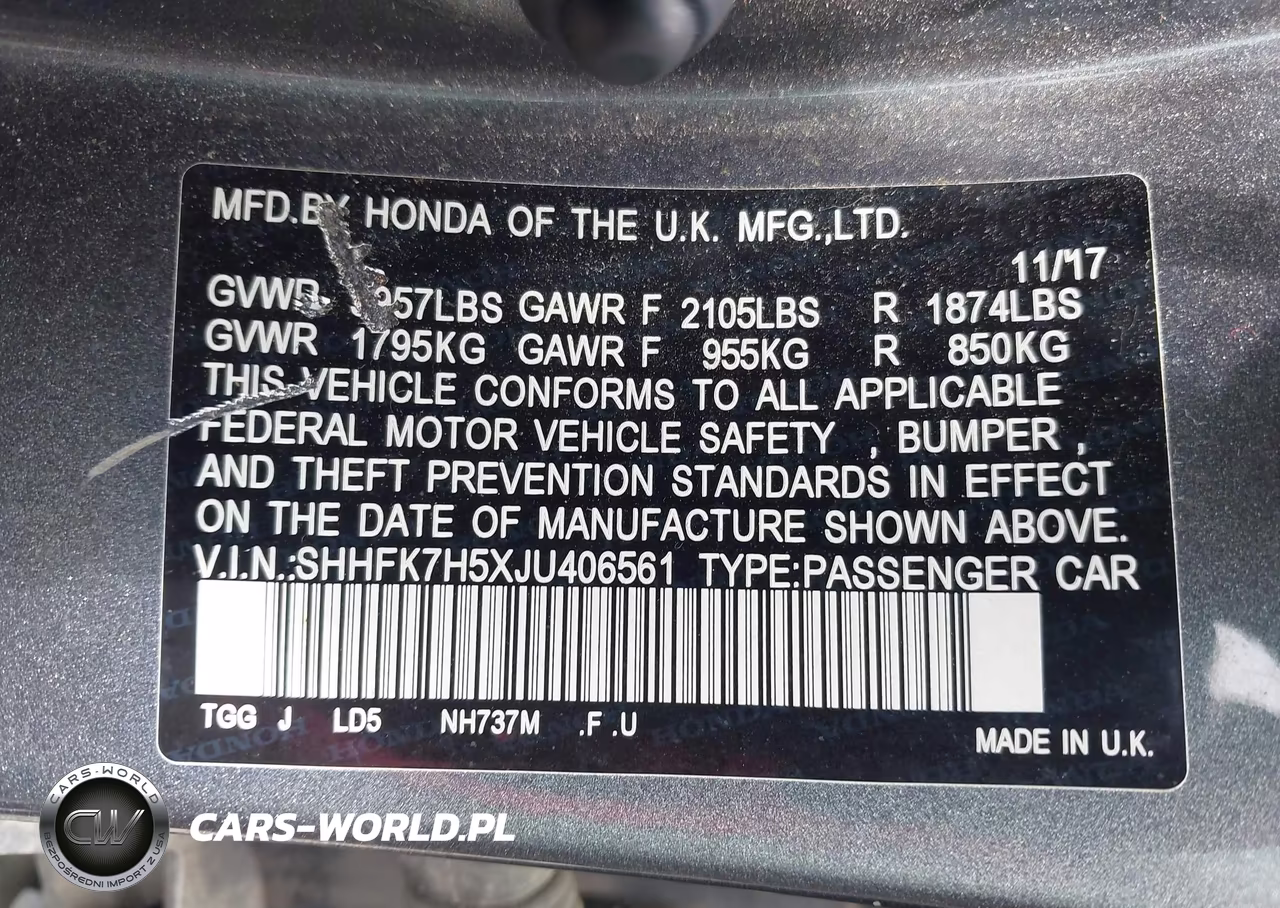 2018 Honda Civic Ex VIN:SHHFK7H5XJU406561 - 9