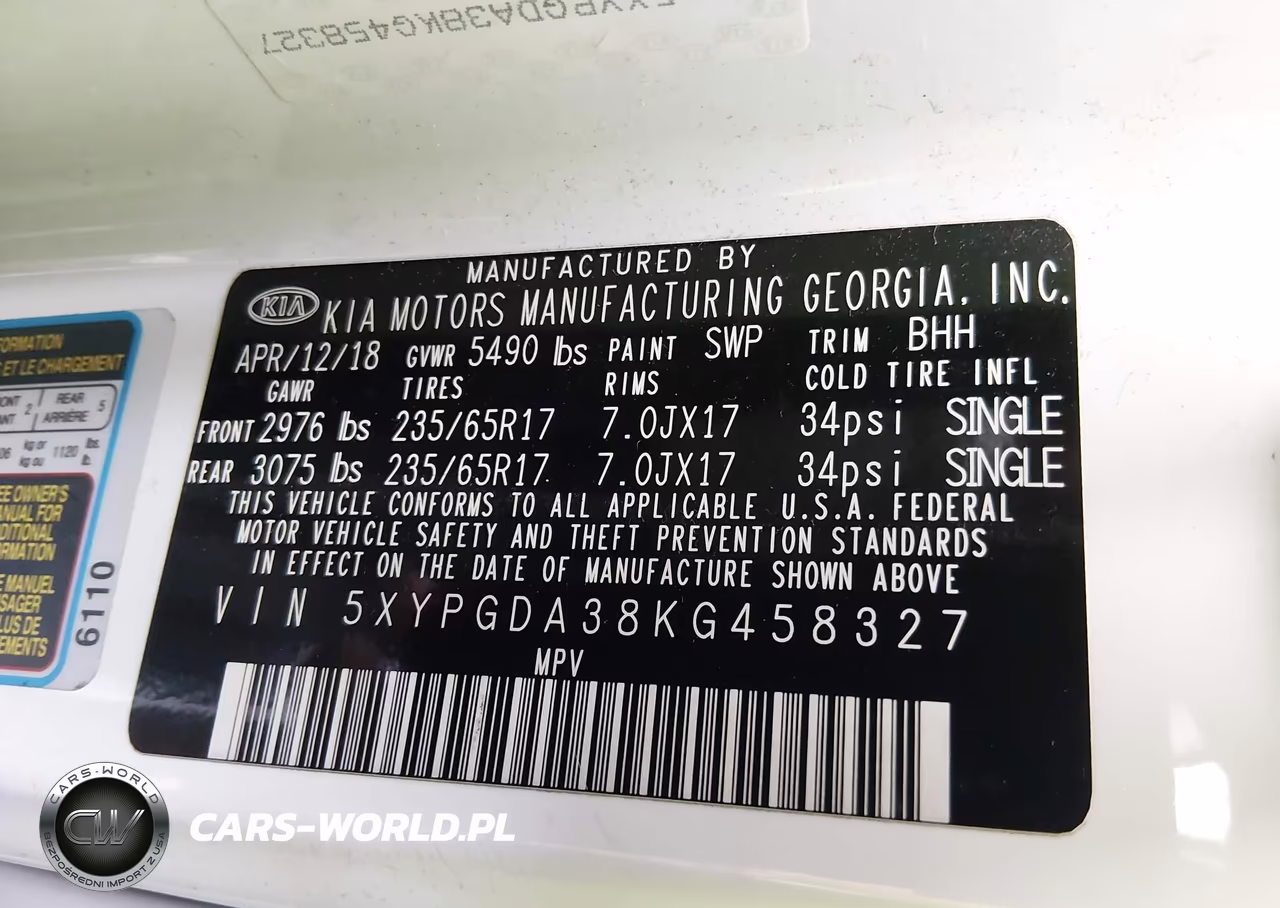2019 Kia Sorento 2.4L Lx VIN:5XYPGDA38KG458327 - 9