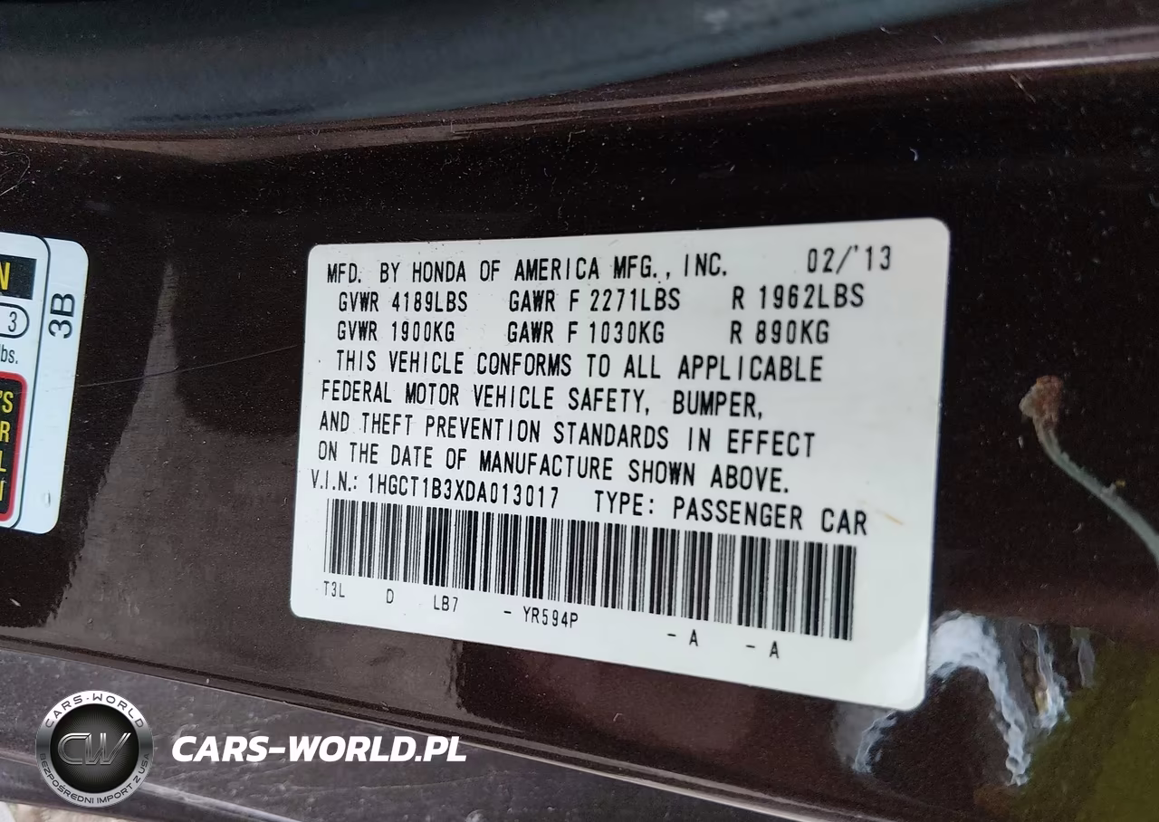 2013 Honda Accord Lx-S VIN:1HGCT1B3XDA013017 - 9