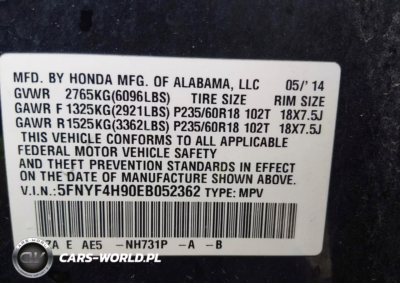 2014 Honda Pilot Touring VIN:5FNYF4H90EB052362 - 9