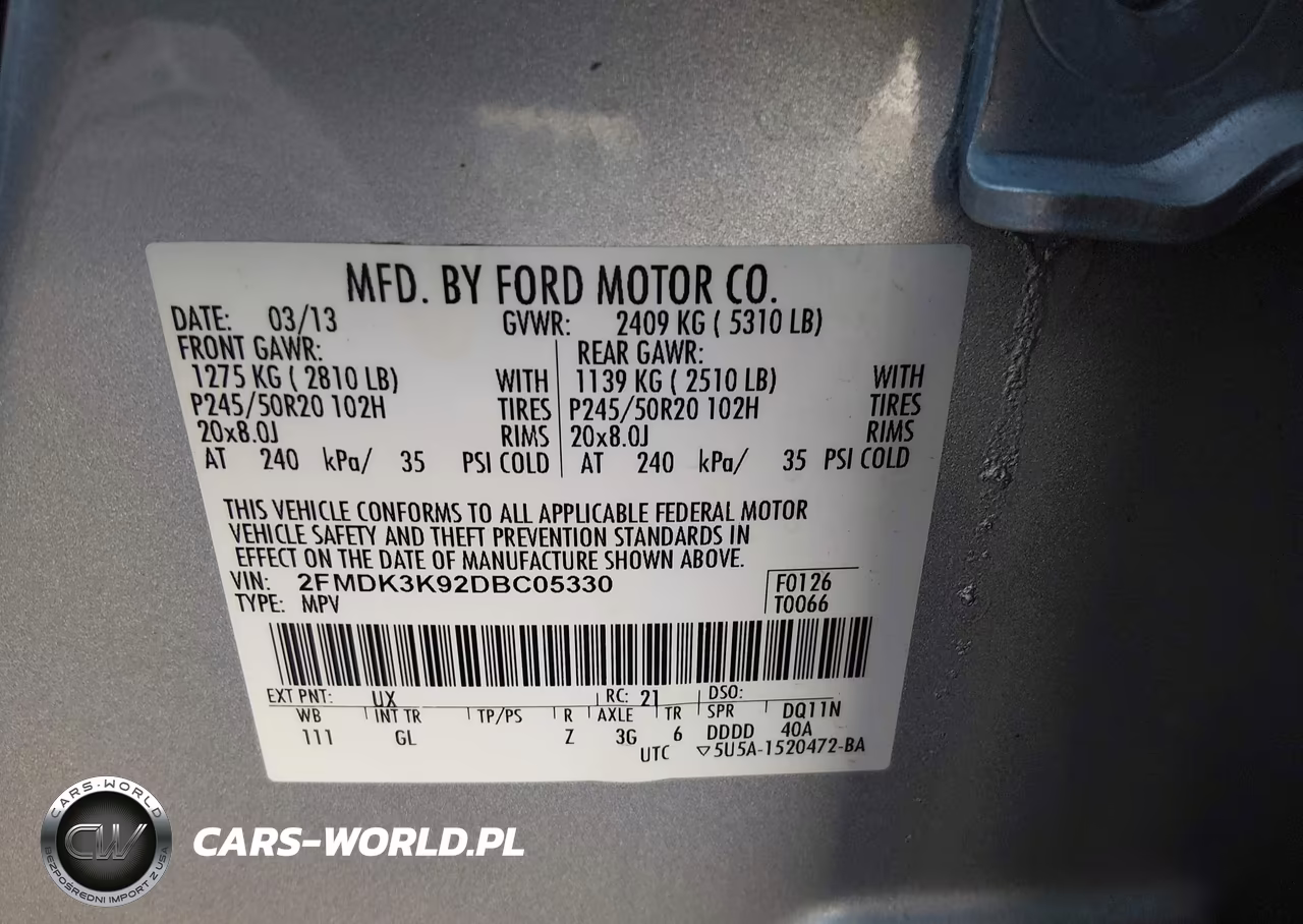 2013 Ford Edge Limited VIN:2FMDK3K92DBC05330 - 9