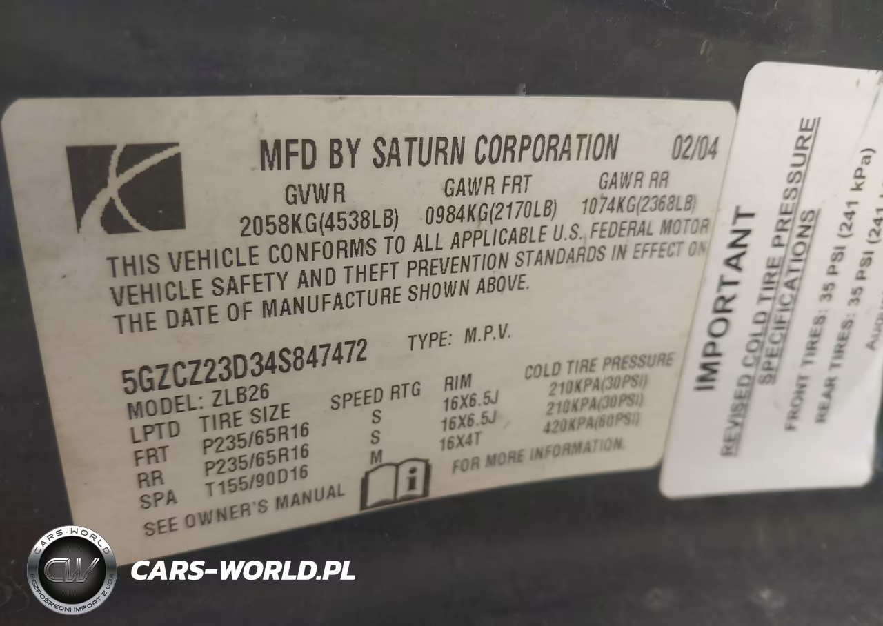 2004 Saturn Vue 4 Cyl VIN:5GZCZ23D34S847472 - 9