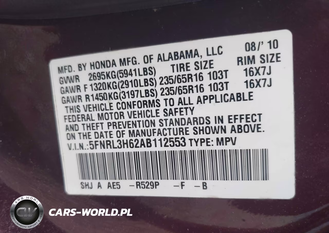 2010 Honda Odyssey Ex-L VIN:5FNRL3H62AB112553 - 9