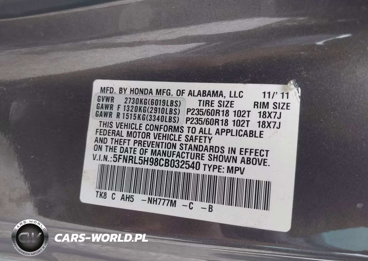 2012 Honda Odyssey Touring-Touring Elite VIN:5FNRL5H98CB032540 - 9