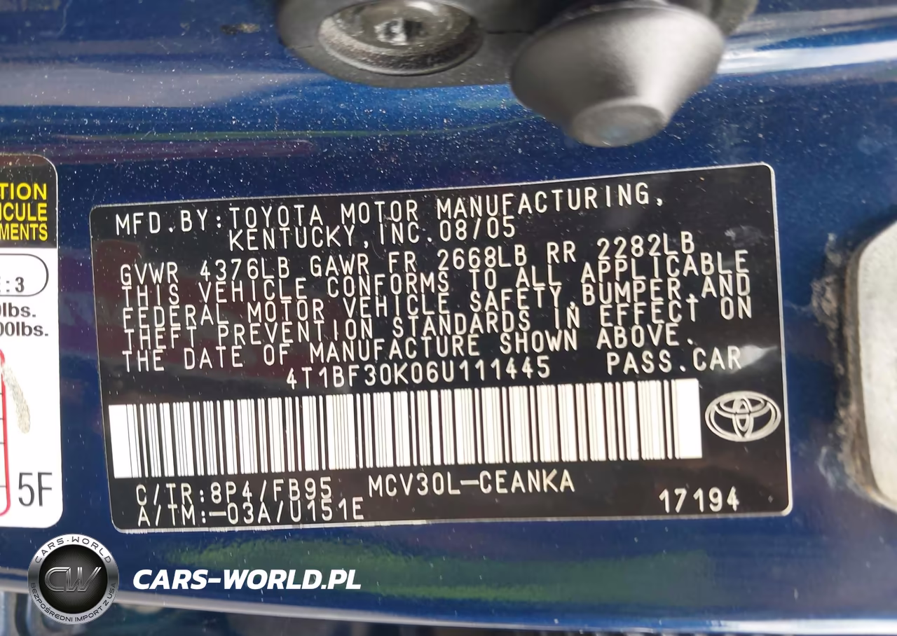 2006 Toyota Camry Le V6 VIN:4T1BF30K06U111445 - 9