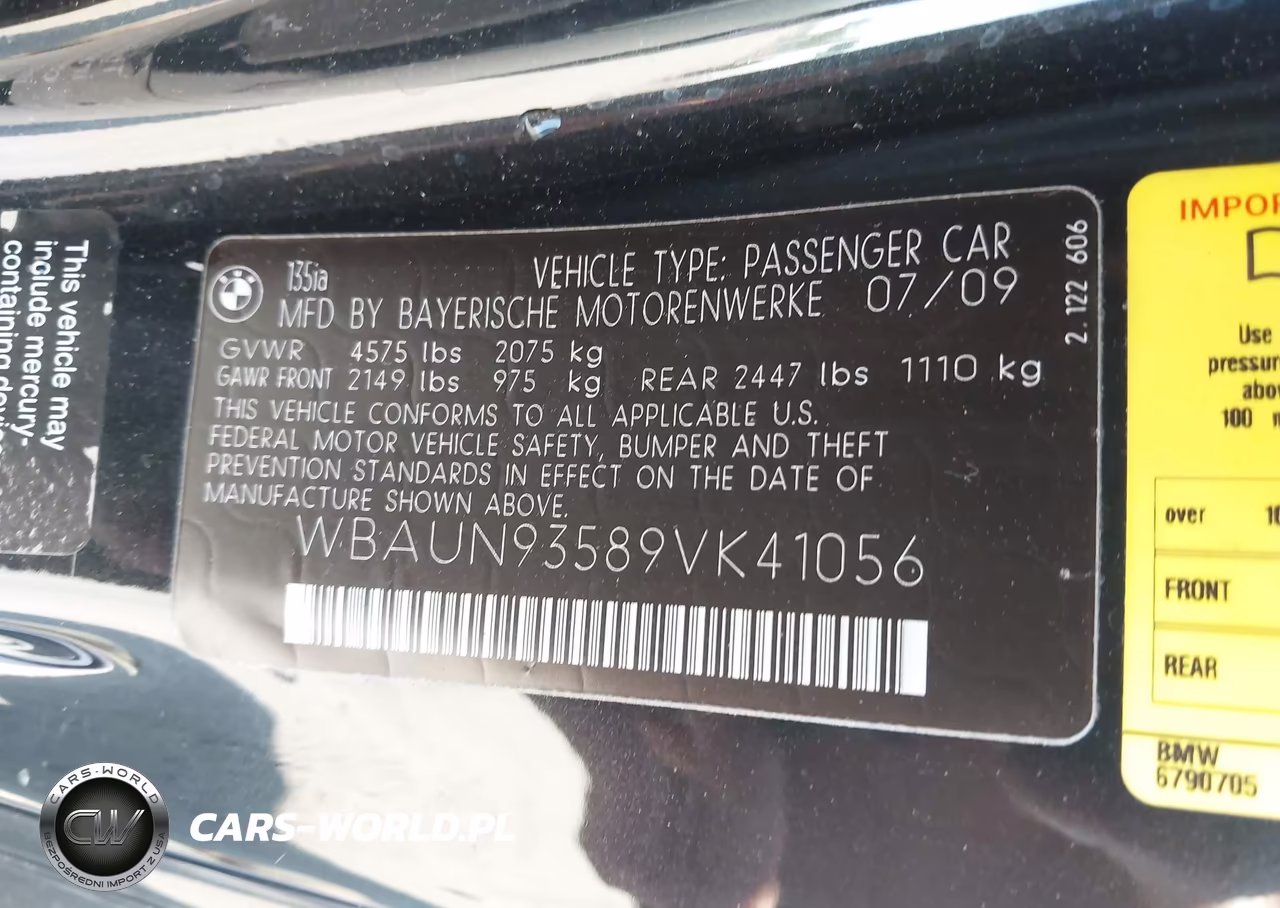 2009 BMW 135I VIN:WBAUN93589VK41056 - 9
