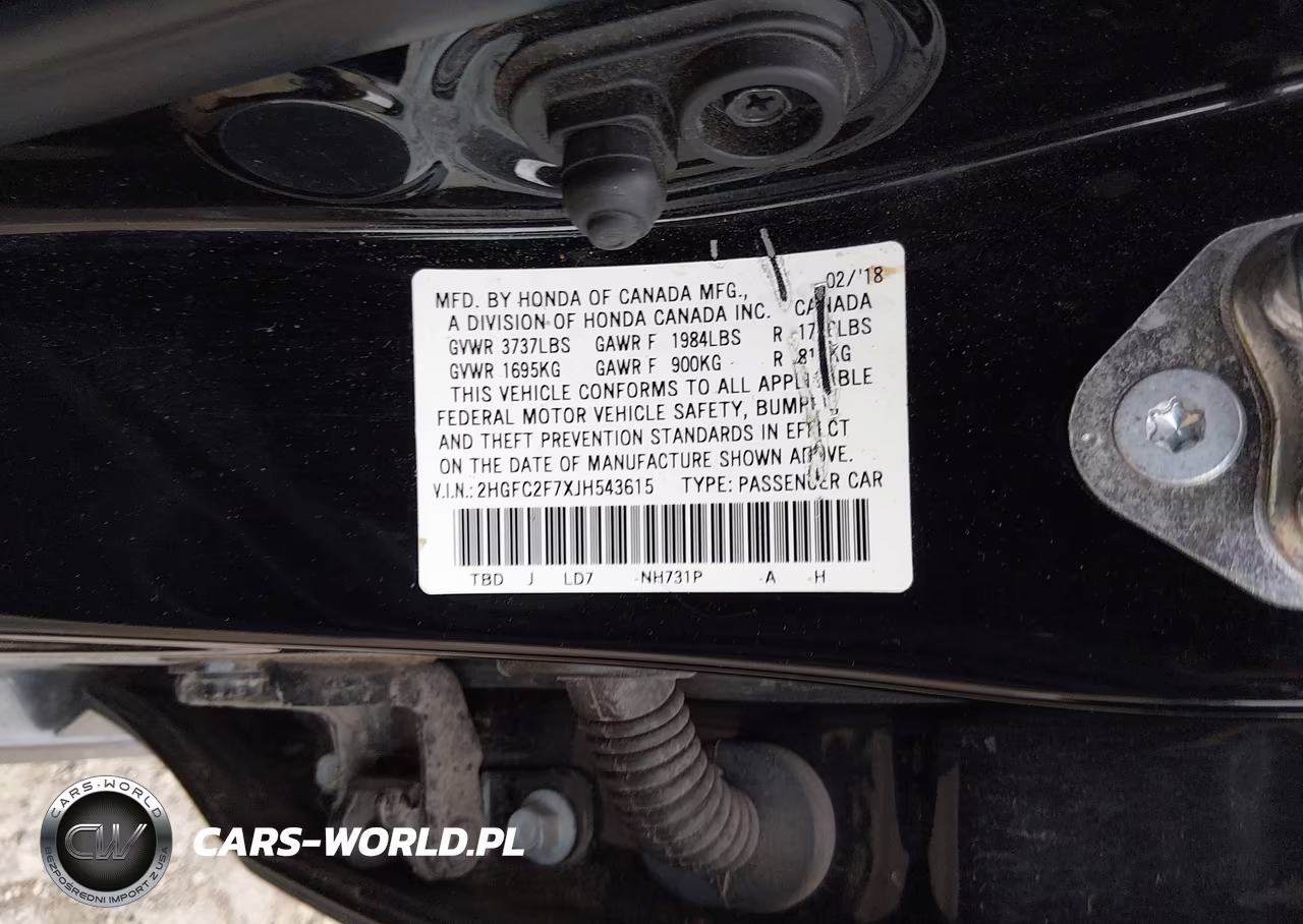 2018 Honda Civic Ex VIN:2HGFC2F7XJH543615 - 9