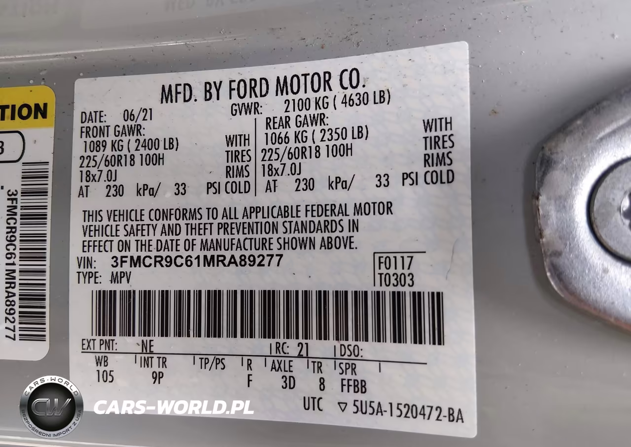 2021 Ford Bronco Sport Outer Banks VIN:3FMCR9C61MRA89277 - 9