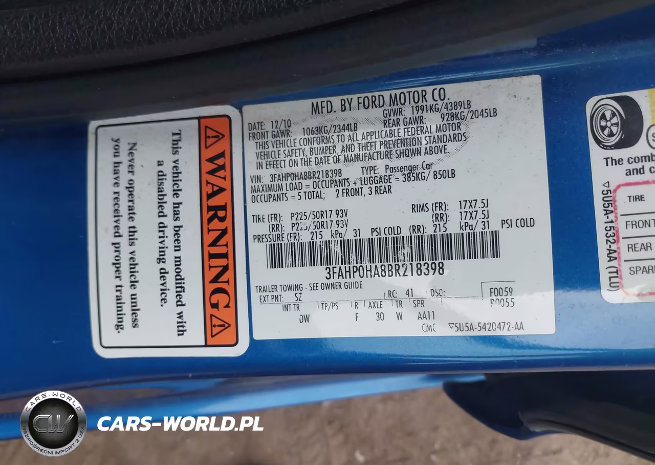 2011 Ford Fusion Se VIN:3FAHP0HA8BR218398 - 9