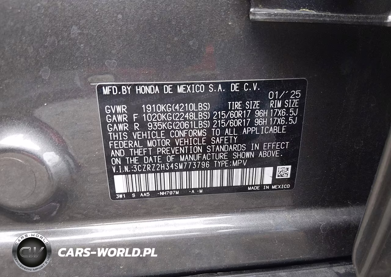 2025 Honda Hr-V Awd Lx VIN:3CZRZ2H34SM773796 - 9