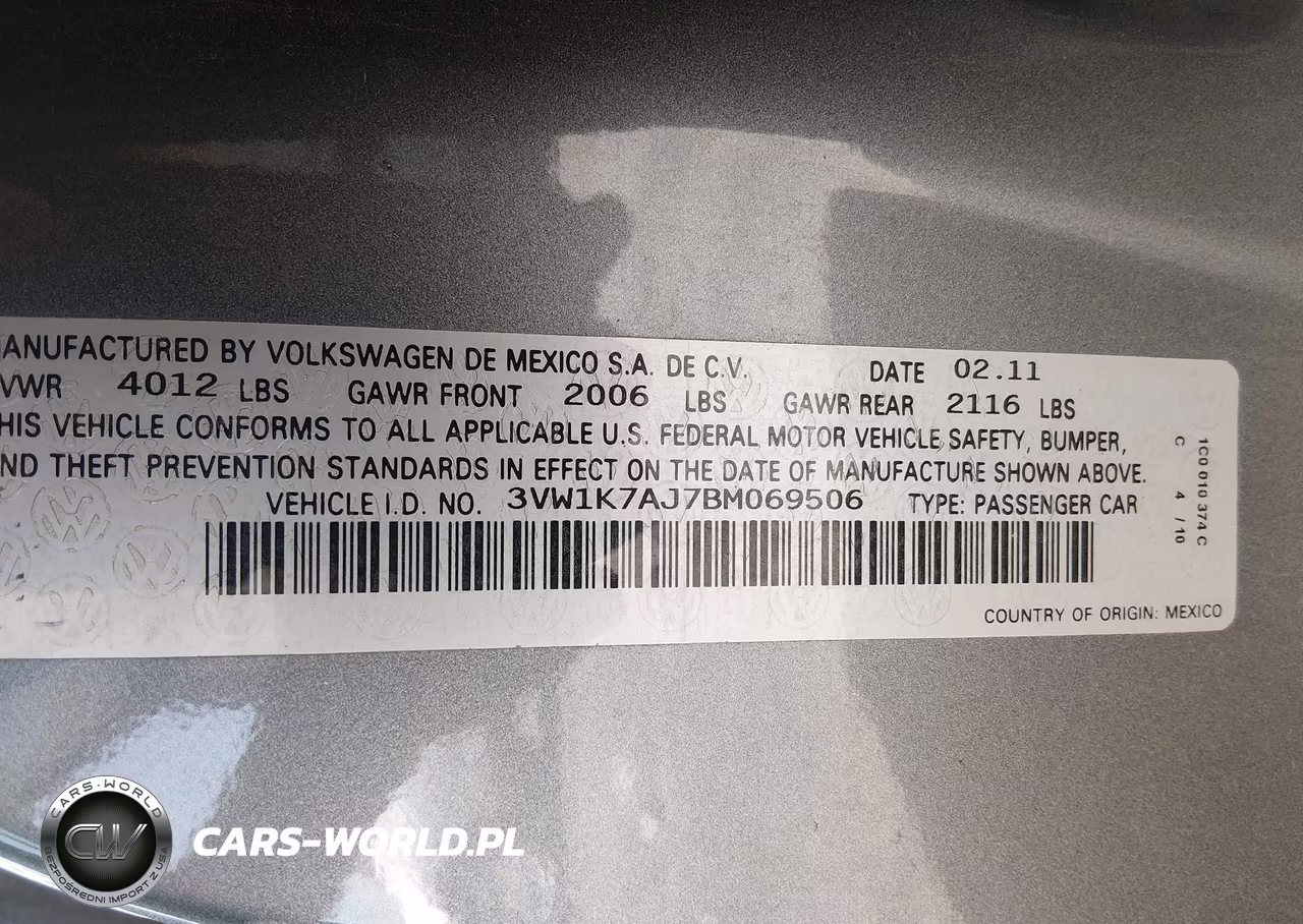 2011 Volkswagen Jetta 2.0L S VIN:3VW1K7AJ7BM069506 - 9