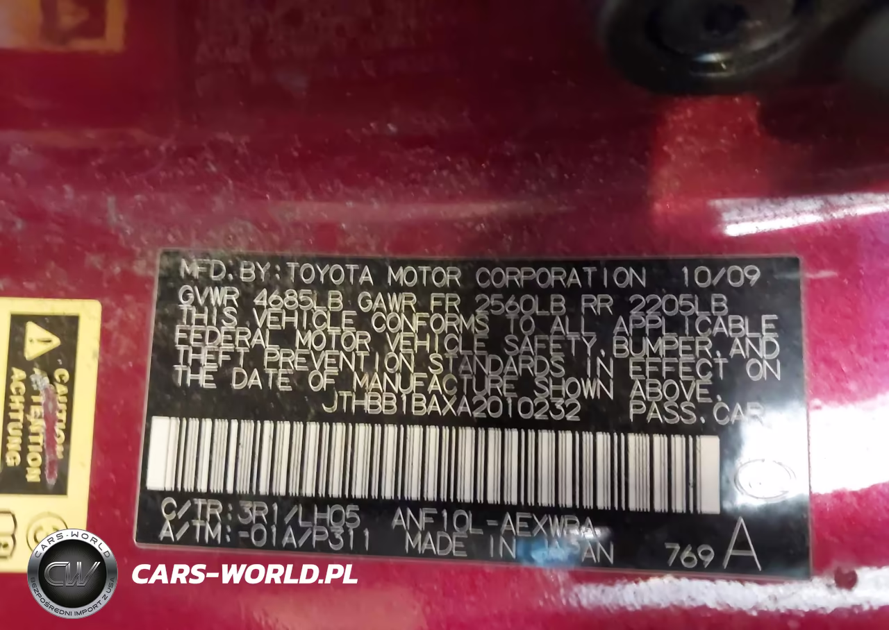 2010 Lexus Hs 250H Premium VIN:JTHBB1BAXA2010232 - 9