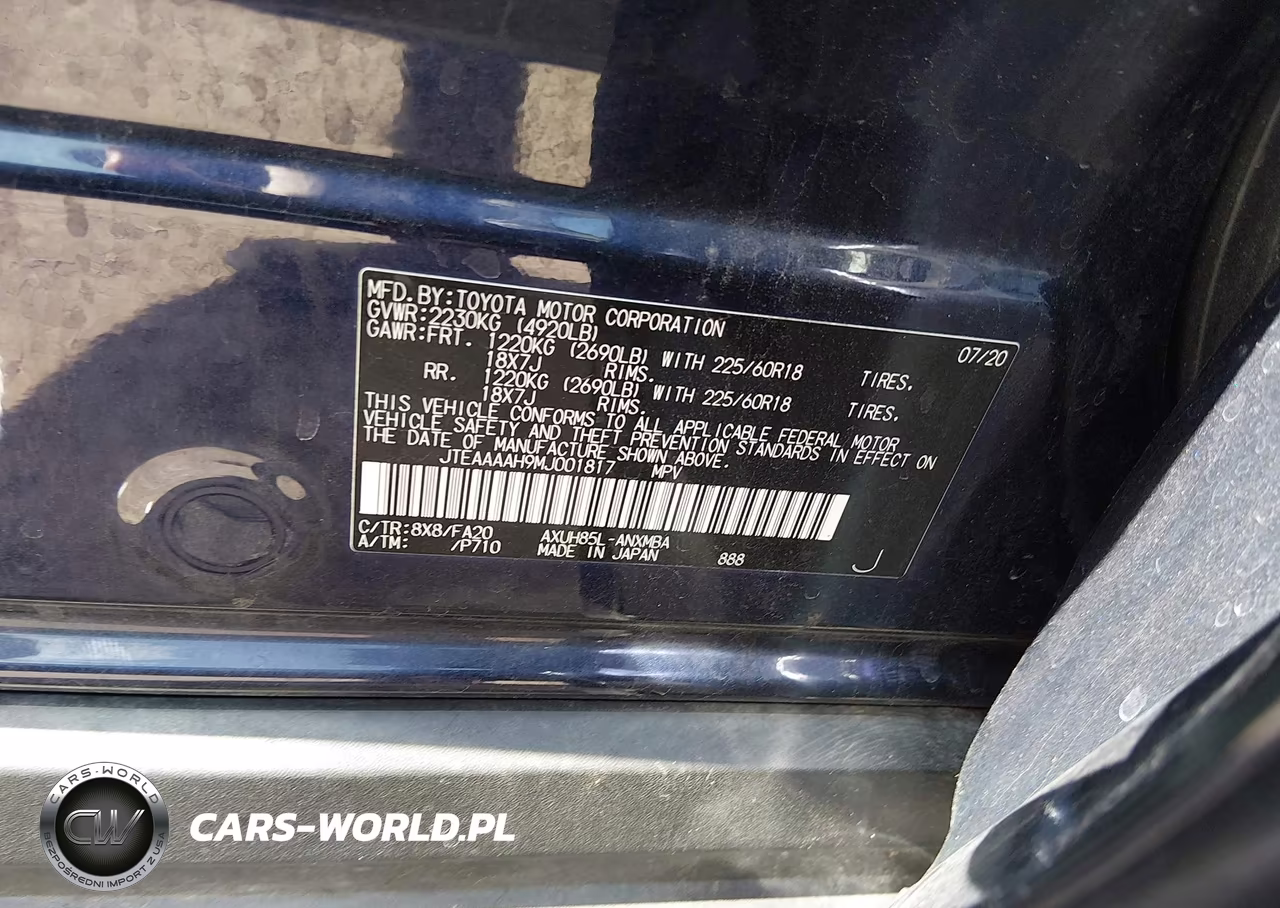 2021 Toyota Venza Le VIN:JTEAAAAH9MJ001817 - 9