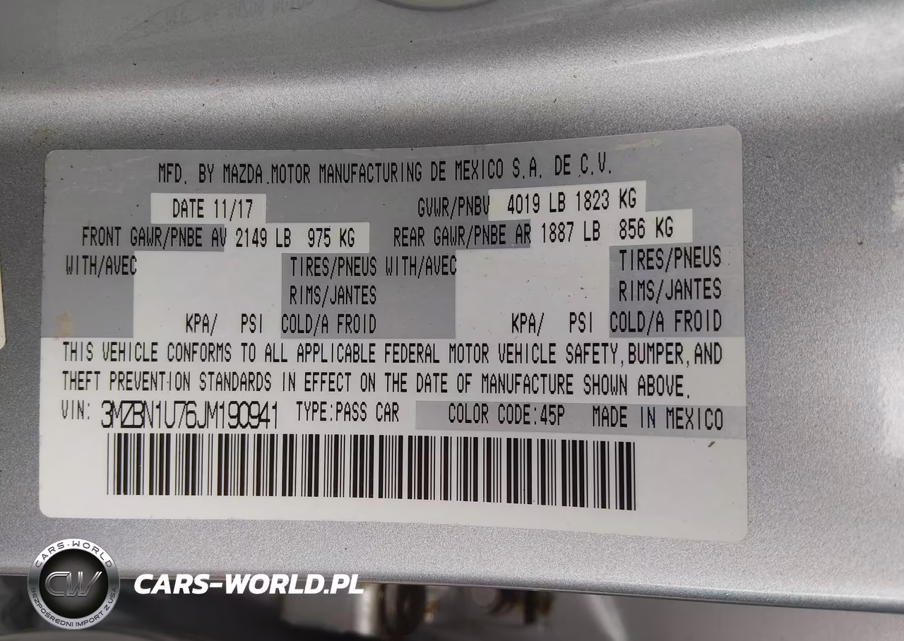 2018 Mazda Mazda3 Sport VIN:3MZBN1U76JM190941 - 9