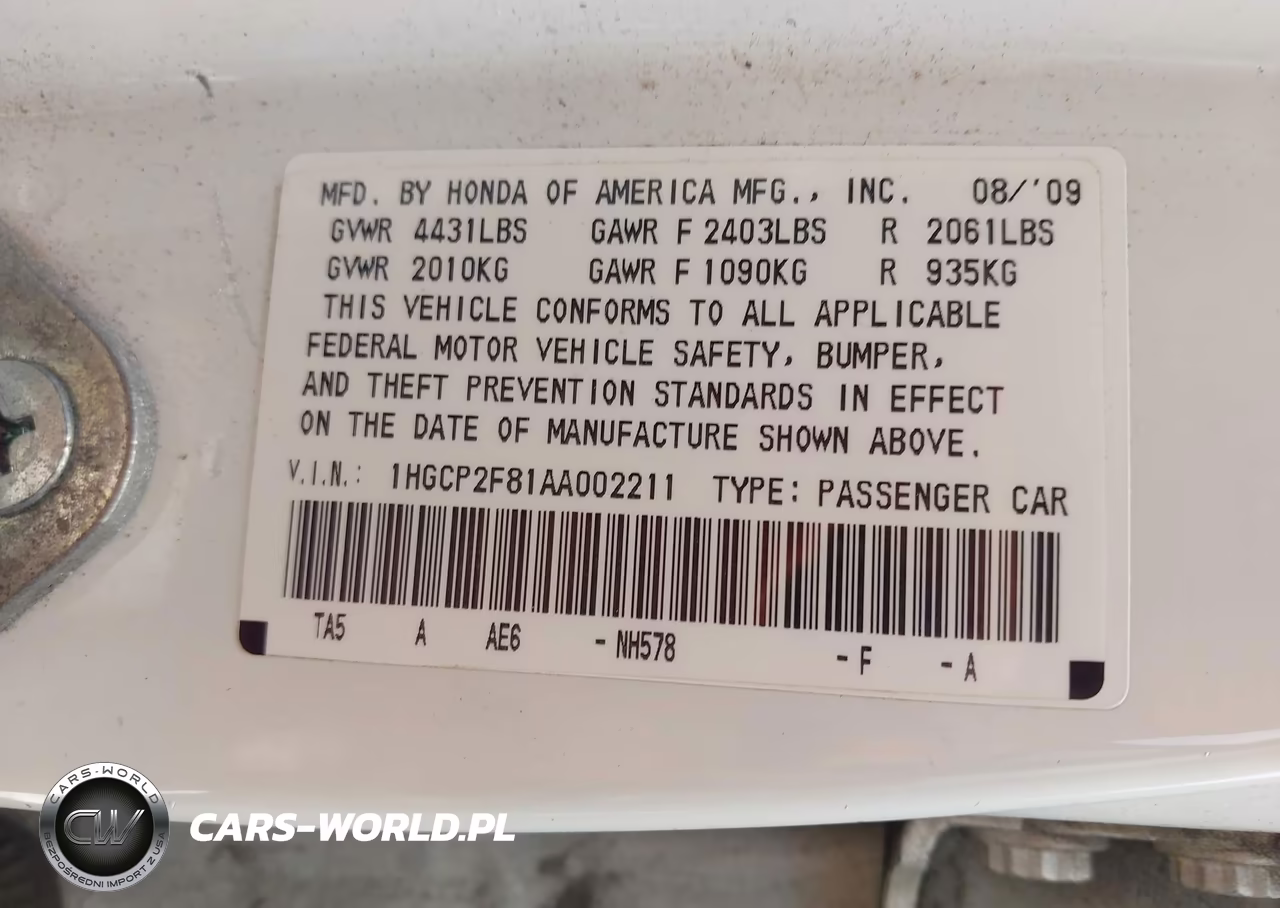 2010 Honda Accord 2.4 Ex-L VIN:1HGCP2F81AA002211 - 9