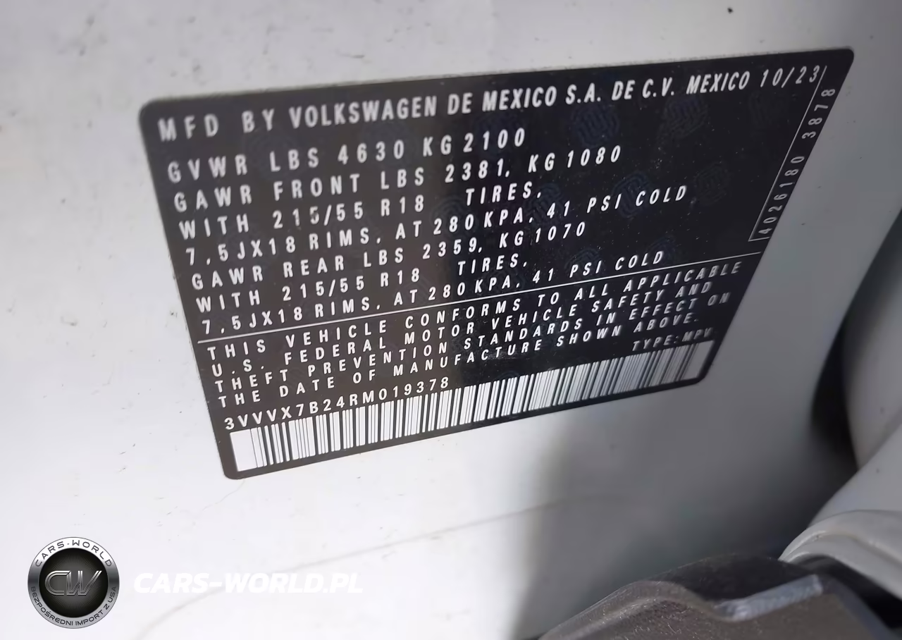 2024 Volkswagen Taos 1.5T Se VIN:3VVVX7B24RM019378 - 9