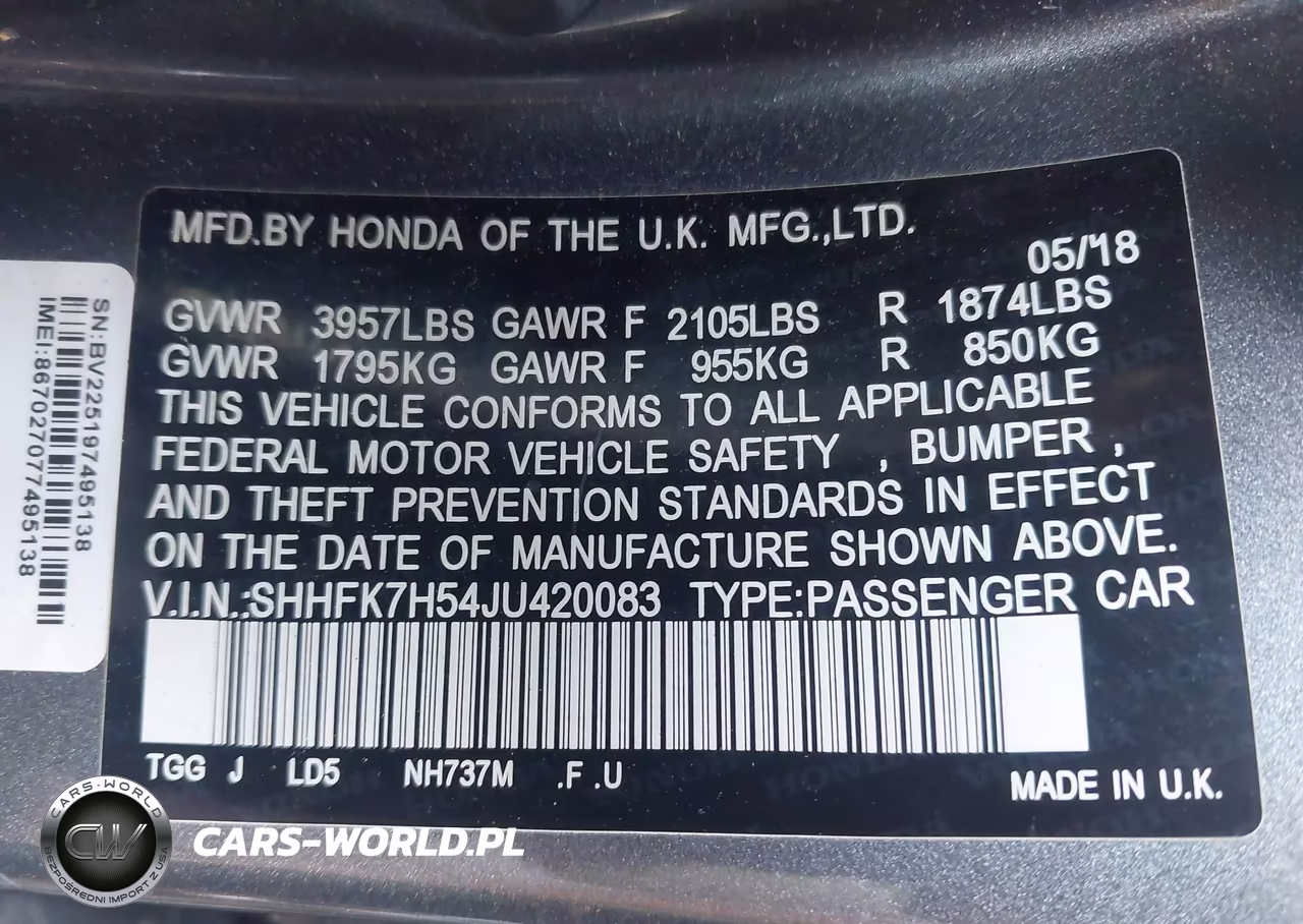 2018 Honda Civic Ex VIN:SHHFK7H54JU420083 - 9
