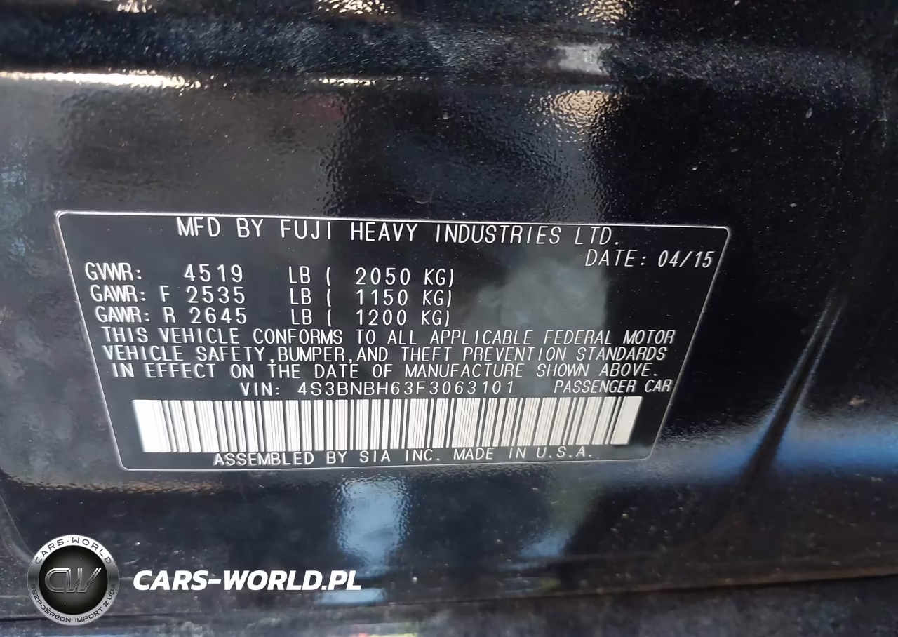 2015 Subaru Legacy 2.5I Premium VIN:4S3BNBH63F3063101 - 9
