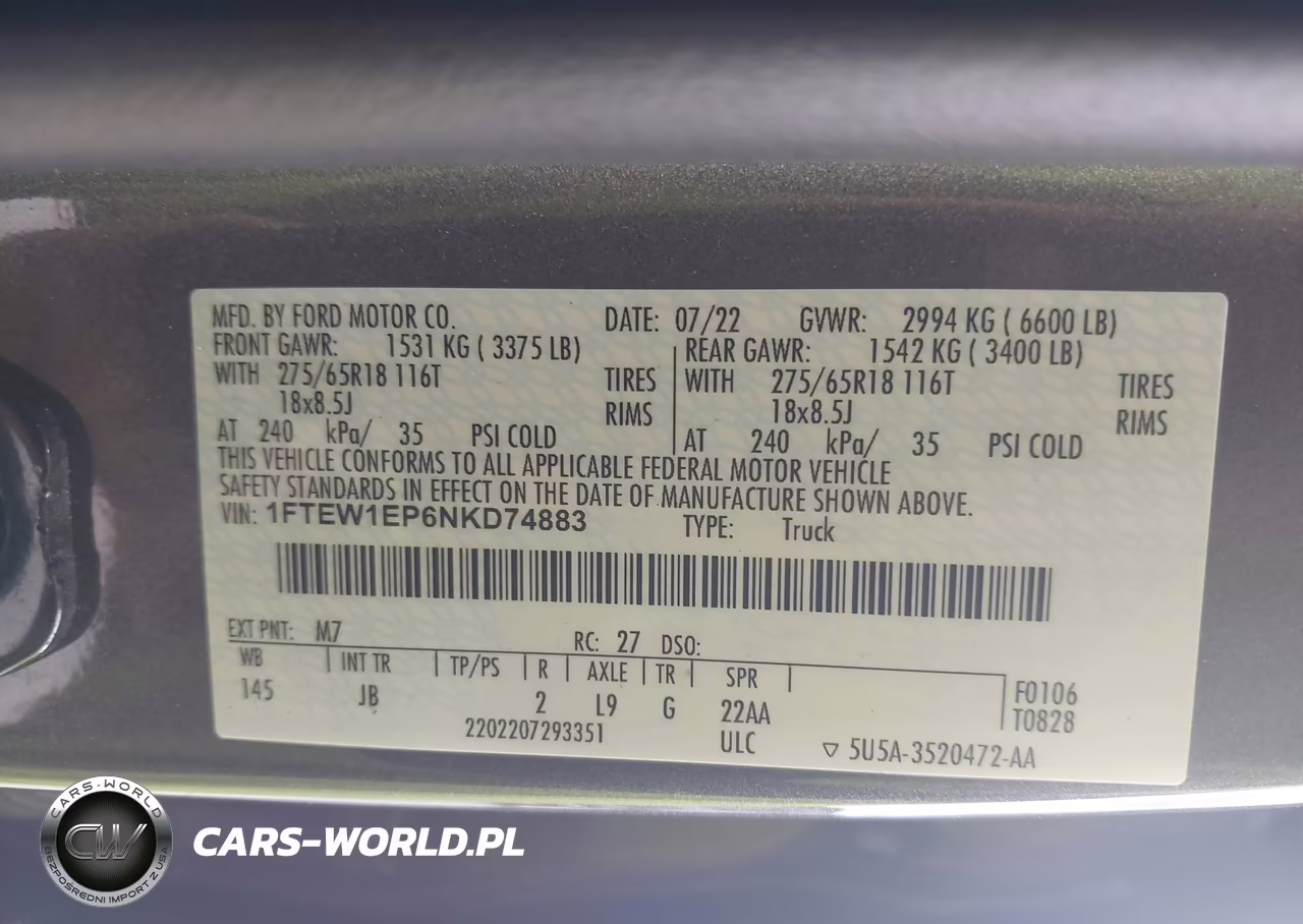 2022 Ford F-150 Xl VIN:1FTEW1EP6NKD74883 - 9