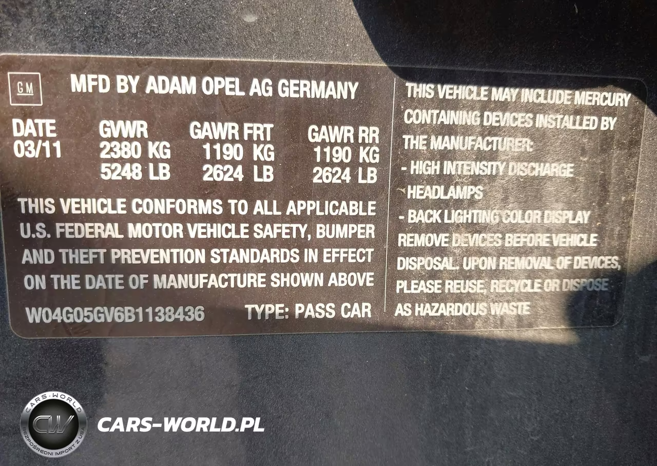 2011 Buick Regal Cxl Turbo Russelsheim VIN:W04G05GV6B1138436 - 9