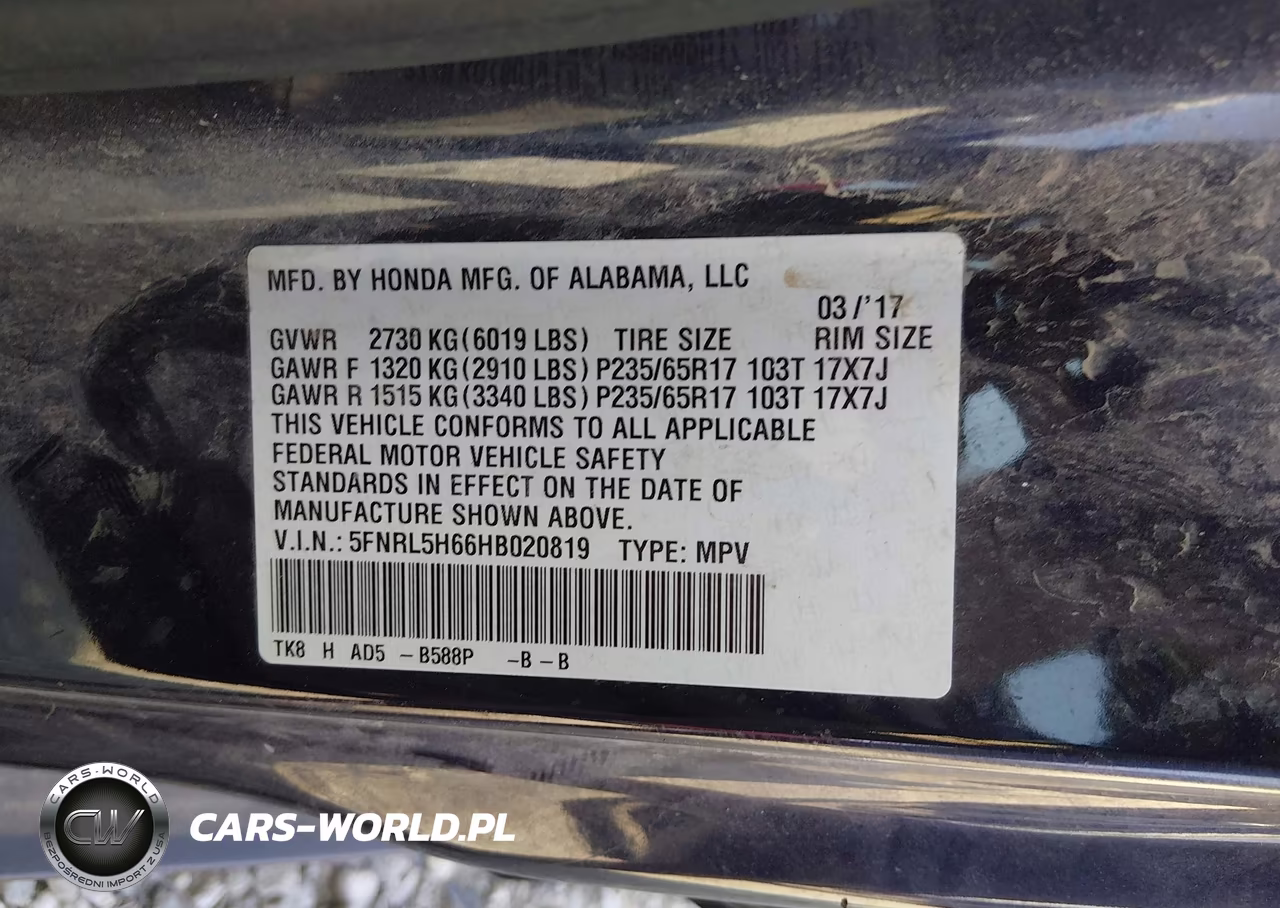 2017 Honda Odyssey Ex-L VIN:5FNRL5H66HB020819 - 9