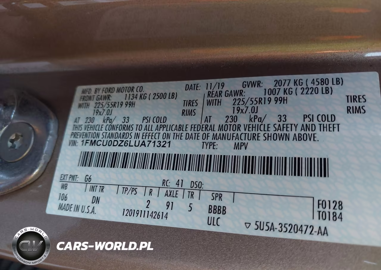 2020 Ford Escape Titanium Hybrid VIN:1FMCU0DZ6LUA71321 - 9