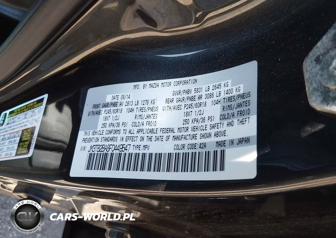 2015 Mazda Cx-9 Sport VIN:JM3TB2BA8F0449547 - 9