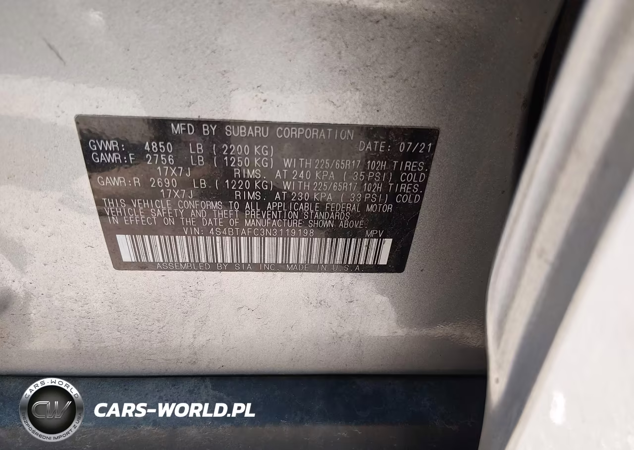 2022 Subaru Outback Premium VIN:4S4BTAFC3N3119198 - 9