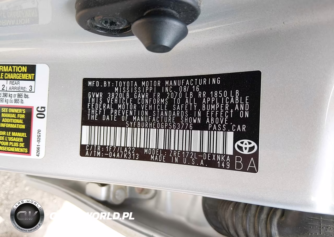 2016 Toyota Corolla Le Premium VIN:5YFBURHE0GP563776 - 9