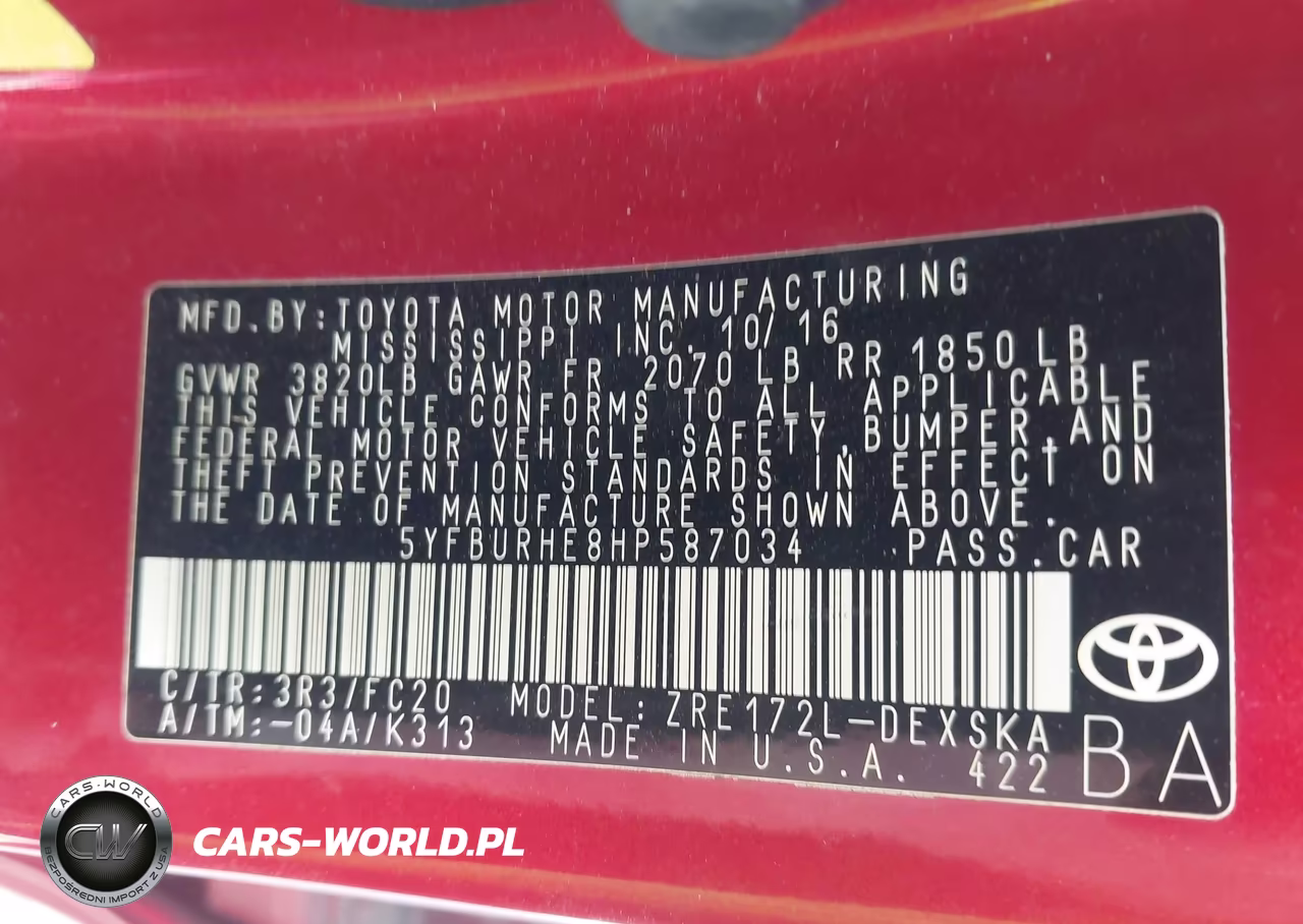 2017 Toyota Corolla Se VIN:5YFBURHE8HP587034 - 9