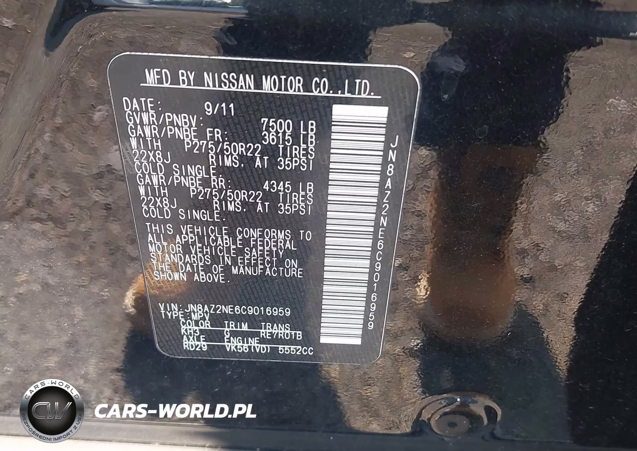 2012 Infiniti Qx56 VIN:JN8AZ2NE6C9016959 - 9
