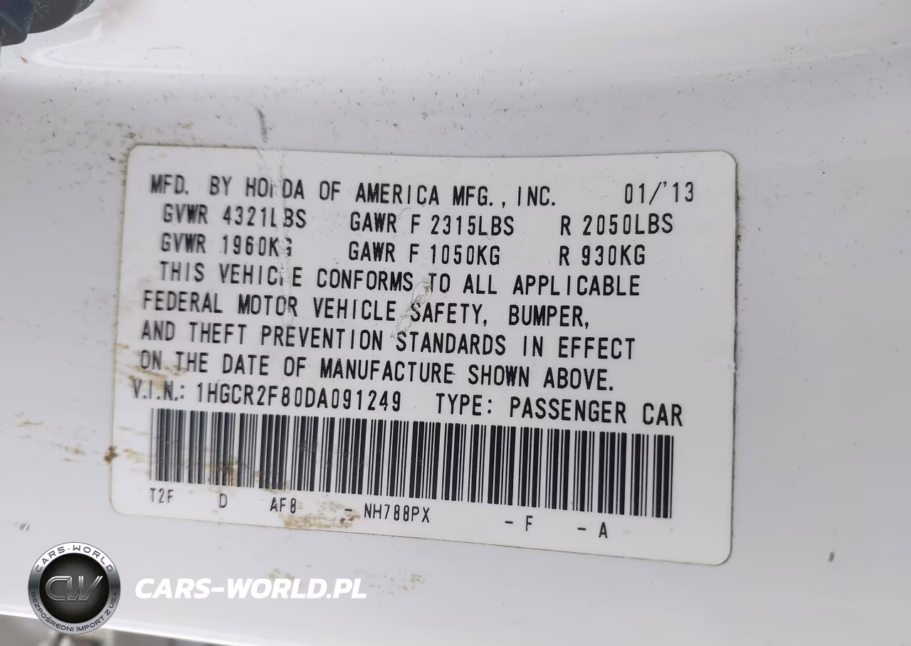 2013 Honda Accord Ex-L VIN:1HGCR2F80DA091249 - 9