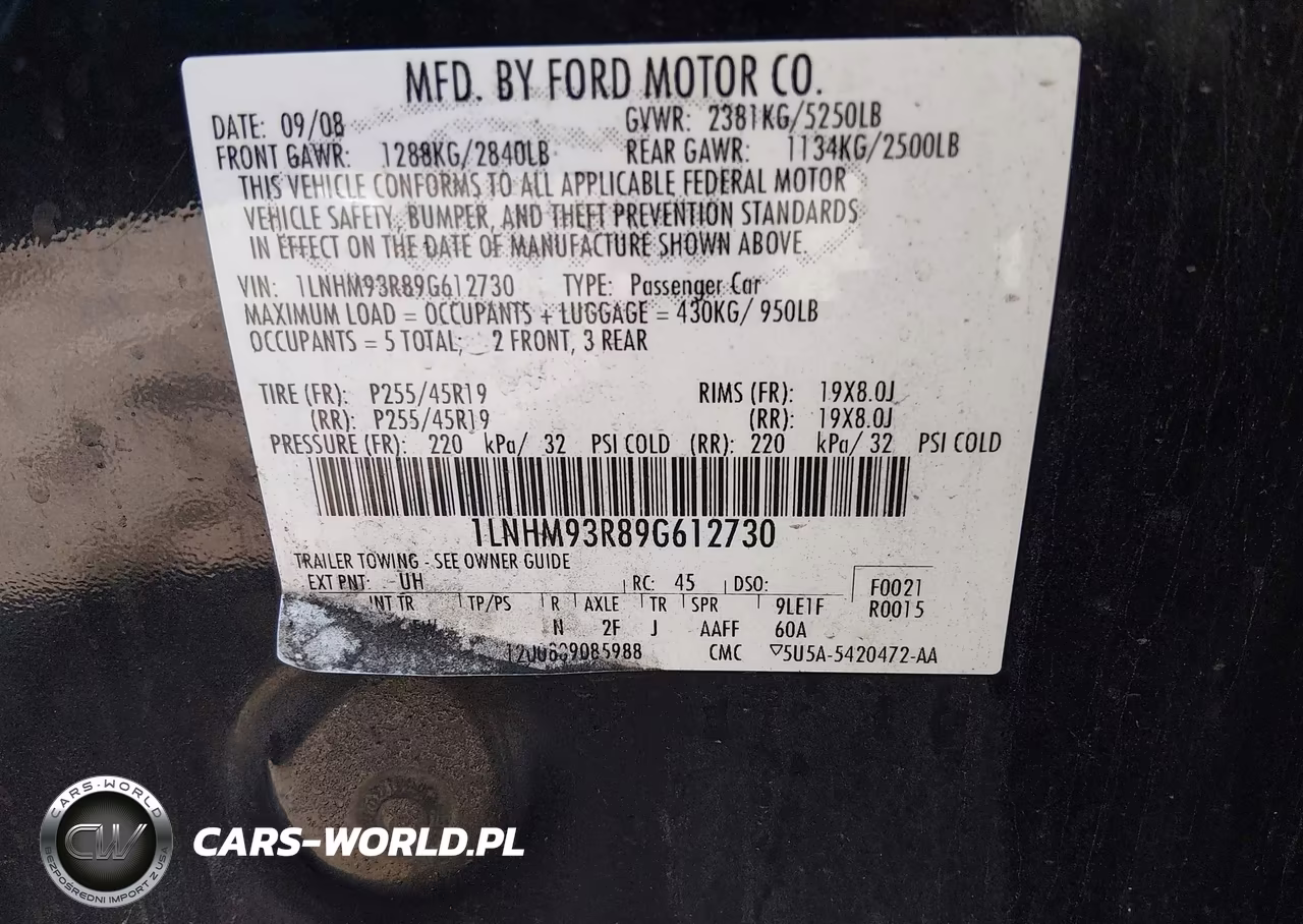 2009 Lincoln Mks VIN:1LNHM93R89G612730 - 9