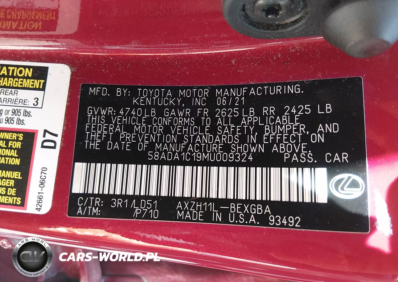 2021 Lexus Es 300H VIN:58ADA1C19MU009324 - 9