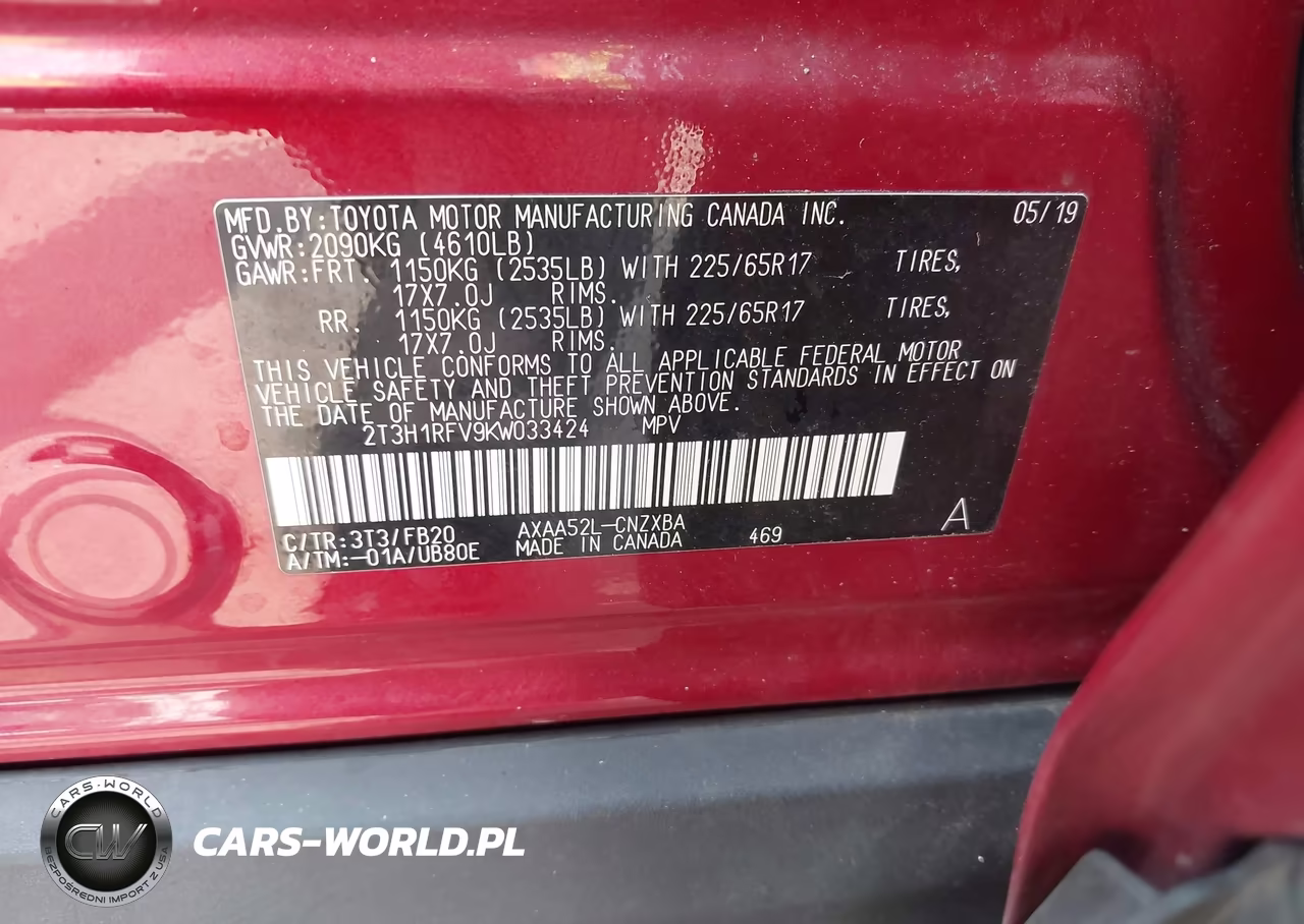 2019 Toyota Rav4 Le VIN:2T3H1RFV9KW033424 - 9