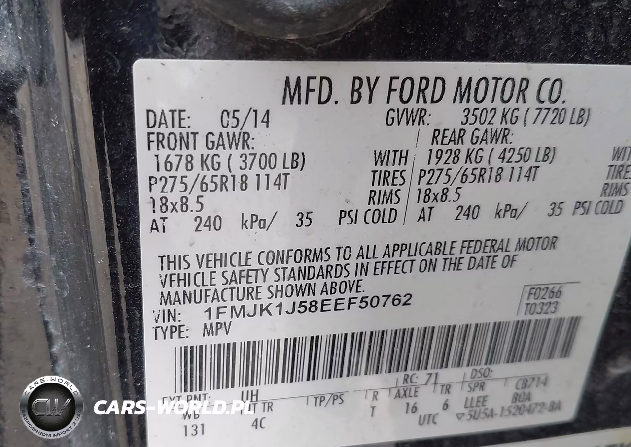 2014 Ford Expedition El Xlt VIN:1FMJK1J58EEF50762 - 9