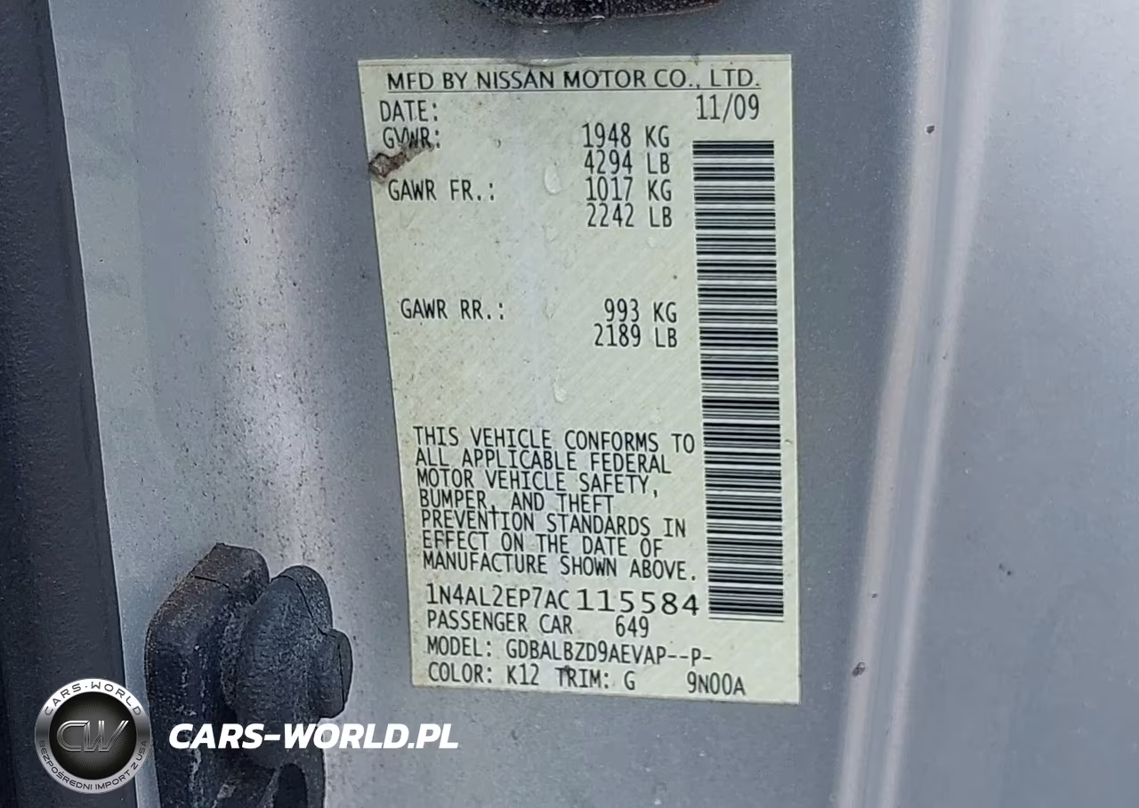 2010 Nissan Altima 2.5 S VIN:1N4AL2EP7AC115584 - 9