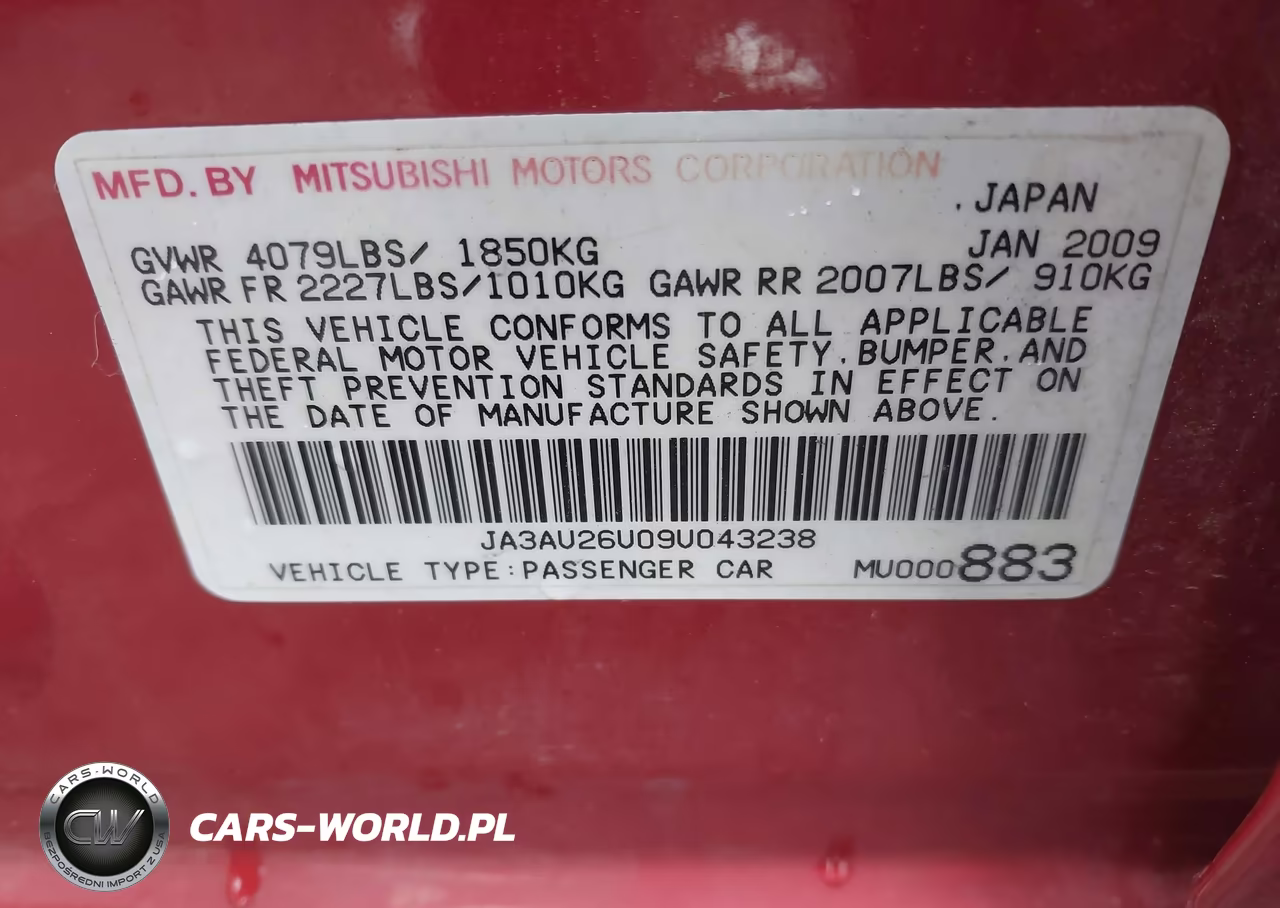 2009 Mitsubishi Lancer Es-Es-Sport VIN:JA3AU26U09U043238 - 9
